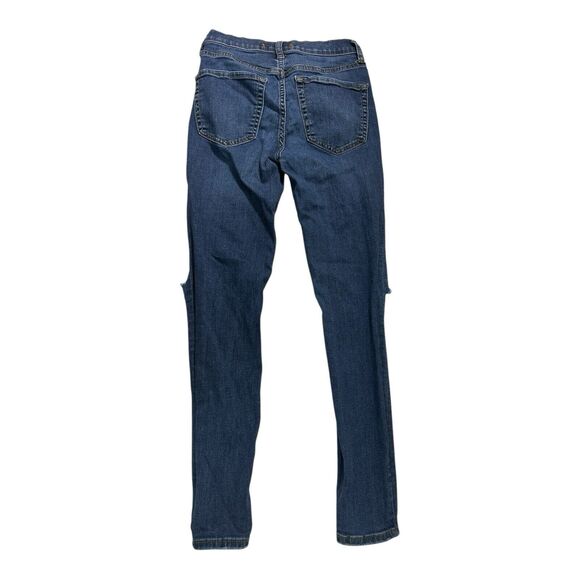 Free People FP Size 26R Distressed Skinny Medium Wash Cropped Denim Jeans Ankle - Picture 5 of 8